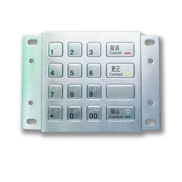 Het Metaalevp Pin Pad With 16 Braille-Sleutels USB van ATM Payment Kiosk DES 3DES Encrypted