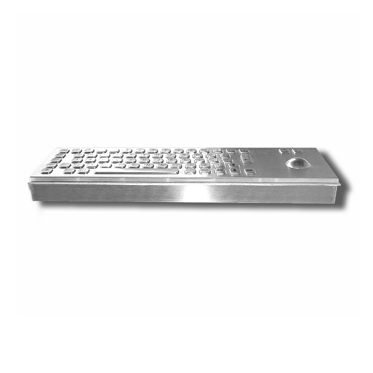 65 toetsen Desktop IK07 IP65 roestvrij staal industrieel toetsenbord met trackball voor selfservice kiosk