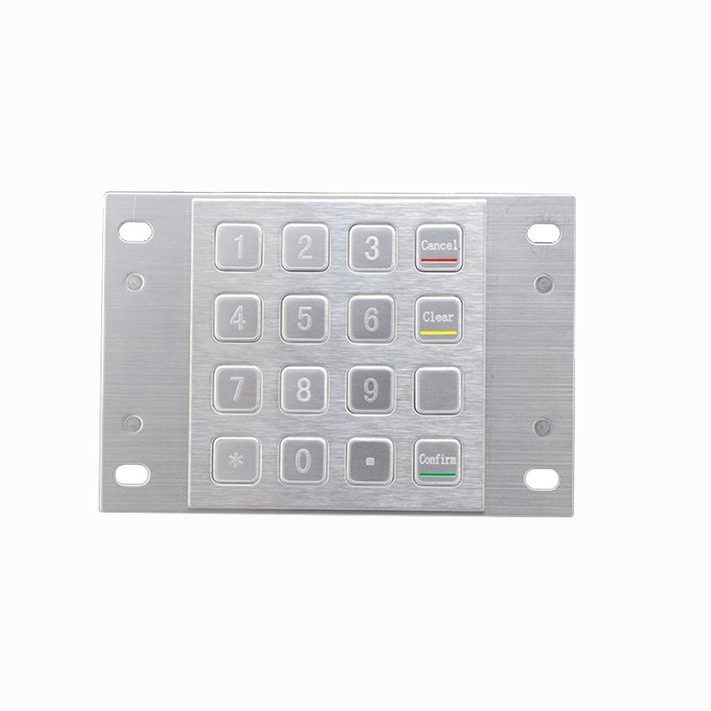 Waterdicht 304 roestvrij staal versleuteld pin pad betalingskiosk IP65 versleuteld metalen toetsenbord met 16 toetsen