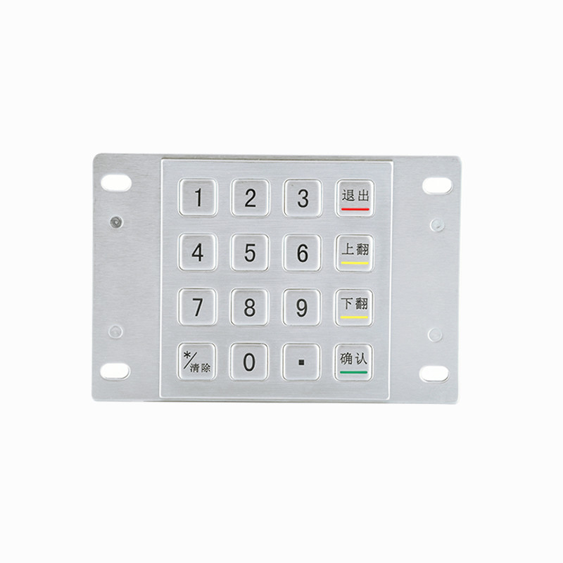 Waterdicht 304 roestvrij staal versleuteld pin pad betalingskiosk IP65 versleuteld metalen toetsenbord met 16 toetsen